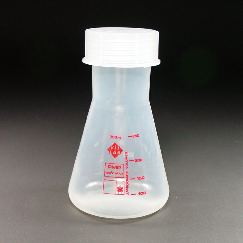 《VITLAB》螺蓋三角瓶 TPX Flask, Erlenmeyer, TPX, with Screw Thread Closure