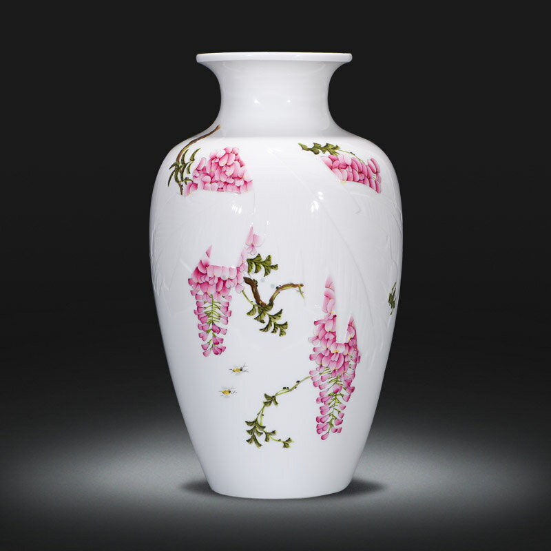 景德鎮陶瓷器名家手繪粉彩薄胎花瓶擺件家居客廳電視柜裝飾品擺設