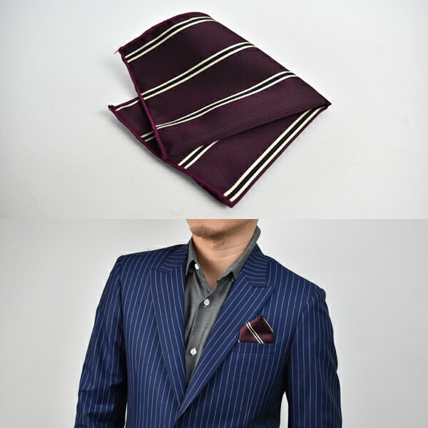 西裝口袋巾 質感緞面紅色條紋方巾【NZG47】