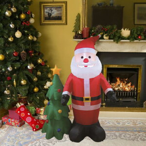 聖誕節裝飾 圣誕充氣節日裝飾氣模靠著圣誕樹的圣誕老人適用于節日派對 夏洛特居家名品