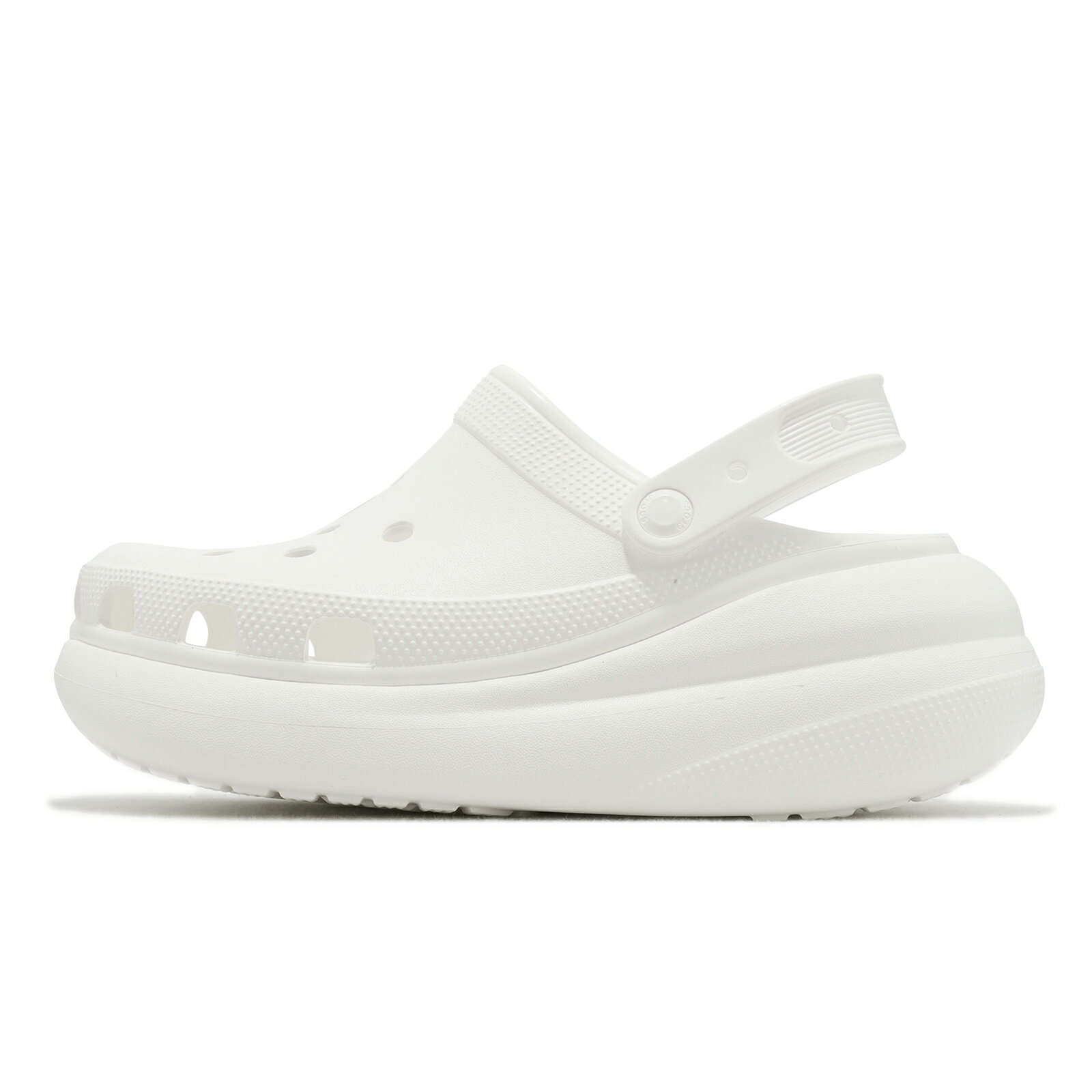Crocs 洞洞鞋 超厚底洞洞鞋 Classic Crush Clog 白 全白 男女鞋 經典泡芙 布希鞋 卡駱馳 207521100