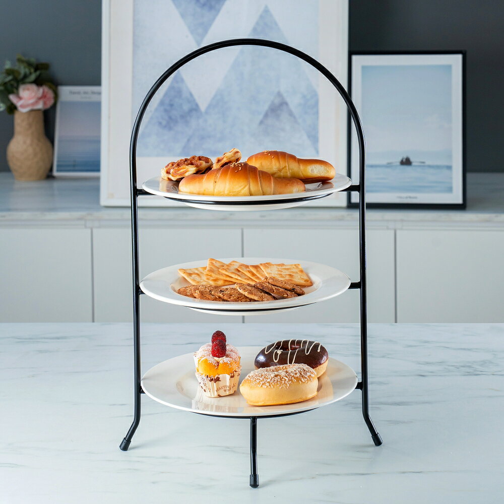 Creative Home時尚三層下午茶點心架子糕點架連盤水果點心盤自助餐具