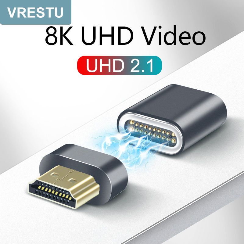【優選百貨】高畫質HDMI2.1磁吸轉接頭8K60hz電視電腦筆記本連線顯示器屏投影儀HDMI 轉接線 分配器 高畫質