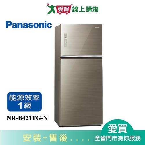 Panasonic國際422L雙門變頻玻璃冰箱NR-B421TG-N含配送+安裝【愛買】