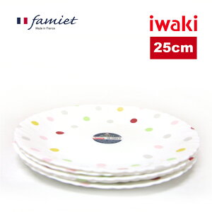 【iwaki】法國製芙蓉餐盤-25cm 圓點 五入組