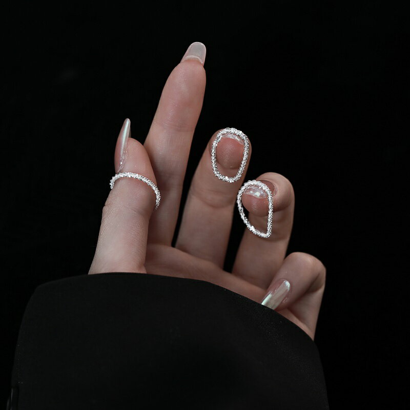 925銀滿天星戒指女小眾設計輕奢套戒時尚個性 冷淡風尾戒女小指