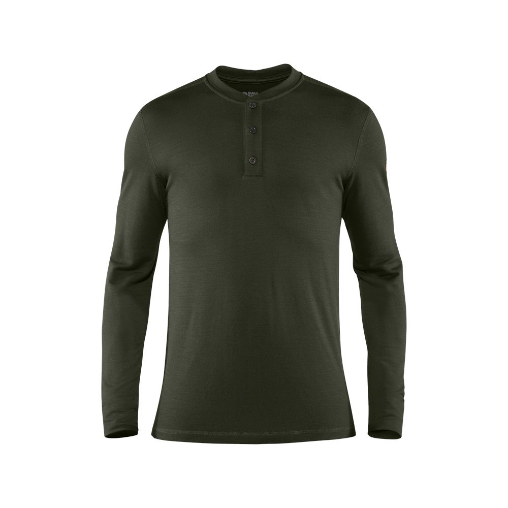 ├登山樂┤瑞典Fjallraven Singi Henley 亨利領羊毛排汗衣 男 # FR81900-662 深森綠
