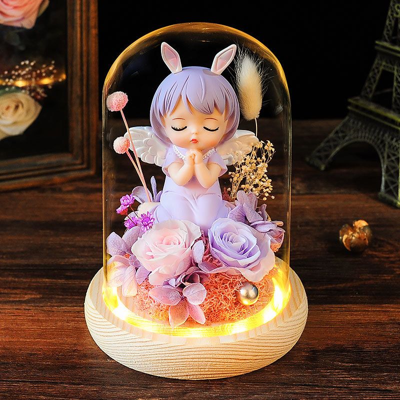 永生花假花擺件永生花禮盒玻璃罩玫瑰干花圣誕節創意禮物女友閨蜜朋友生日禮品 喜多多生活館直營店 樂天市場rakuten