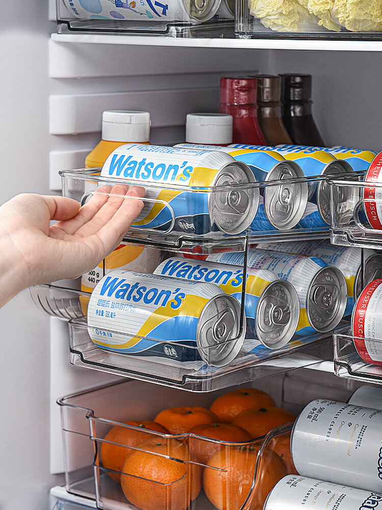 冰箱飲料收納盒裝啤酒可樂易拉罐雙層自落抽屜式廚房儲存整理神器