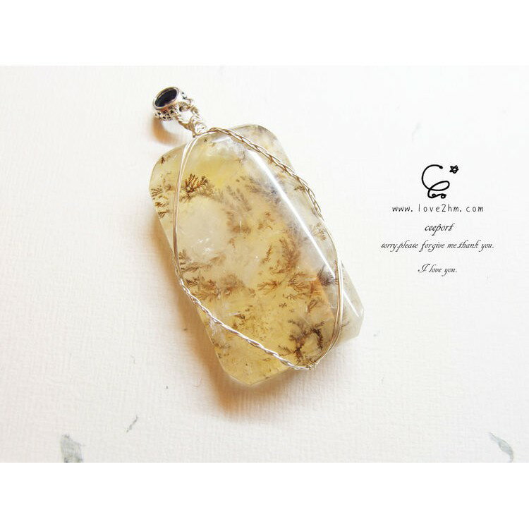 墨居/樹枝水晶/晶石鍊墜/950純銀/ [晶晶工坊-love2hm]