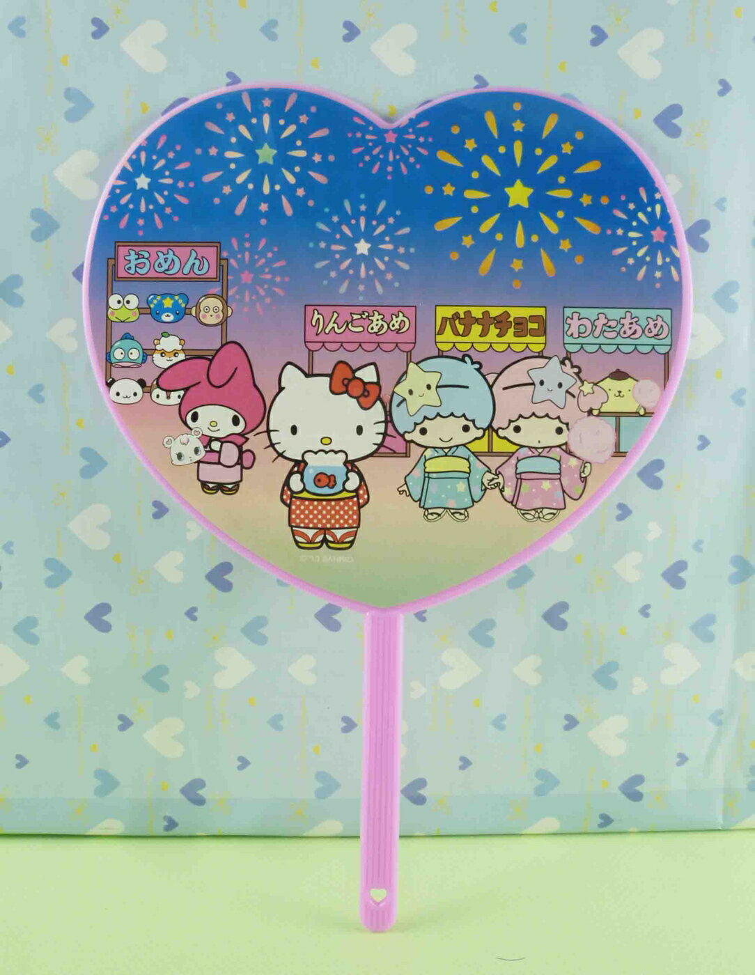 【震撼精品百貨】Hello Kitty 凱蒂貓 扇子-愛心外型-煙火 震撼日式精品百貨