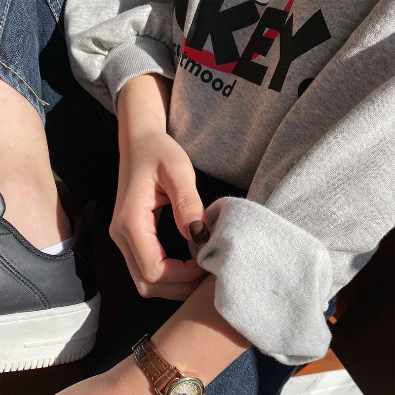 ANNAS 正韓米奇刷毛衛衣 長袖加絨大學T 寬鬆慵懶卡通圖案 韓國米奇上衣 6