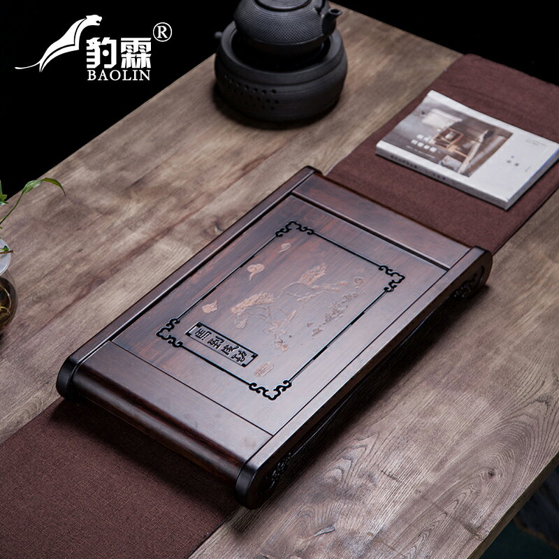 家用茶盤小型瀝水託盤茶具茶臺簡約竹製圓形蓄水排水管茶海幹泡盤