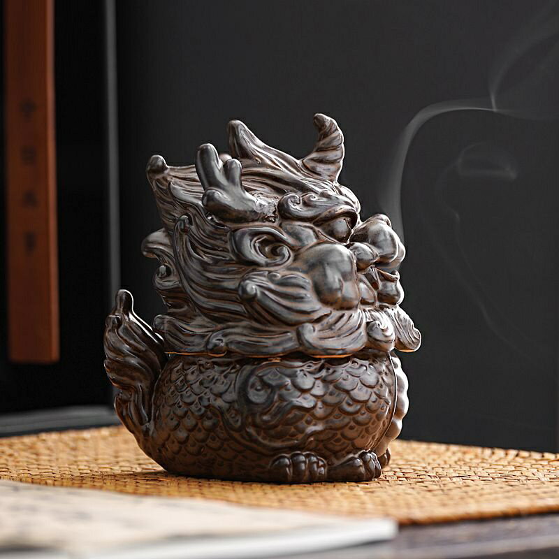 民間収集 銅製 龍鳳麒麟 香炉 香薰炉 香道具 時代物 希少