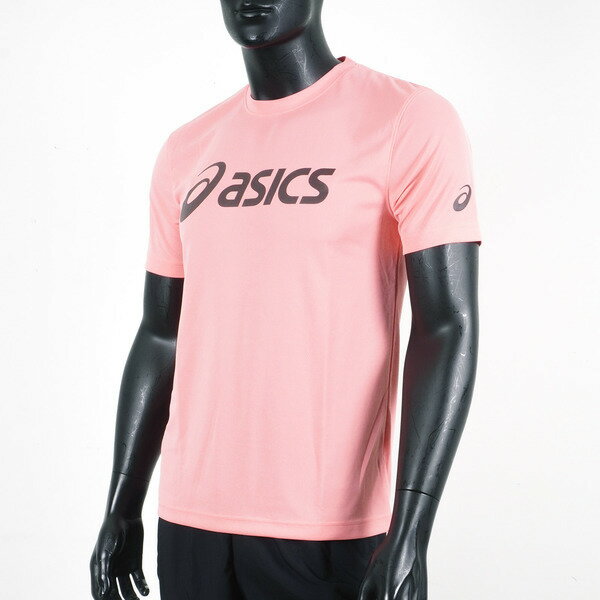Asics [K31415-15] 男 短袖上衣 T恤 基本款 大LOGO 運動 健身 訓練 排汗 抗UV 亞瑟士 粉紅