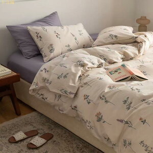 ins風碎花床包 床單 紫色床包四件組 田園風 單人床包 雙人床包 加大床包 床罩 床包 寢具 床單被