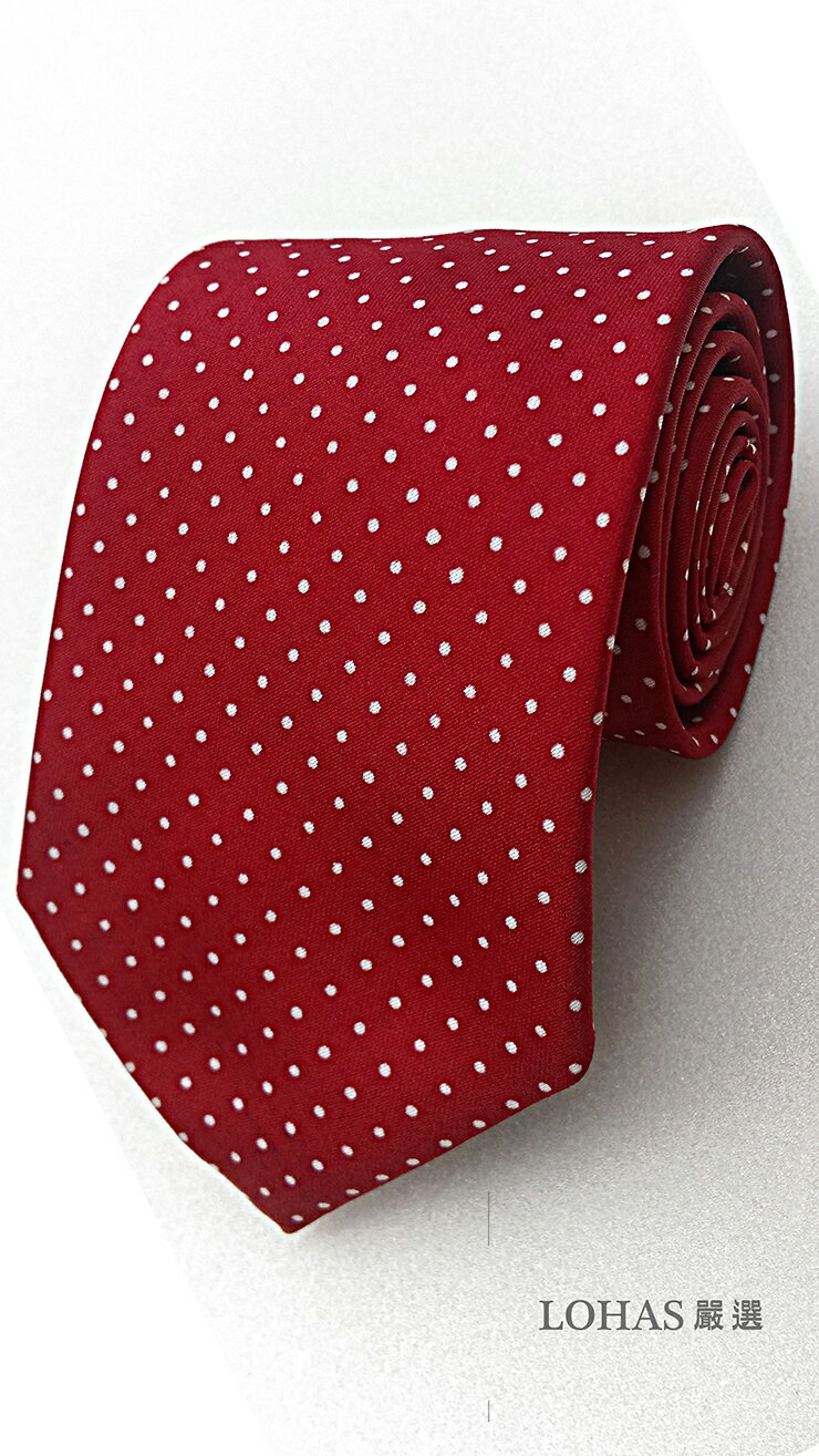 領帶_小白點紅時尚手打領帶