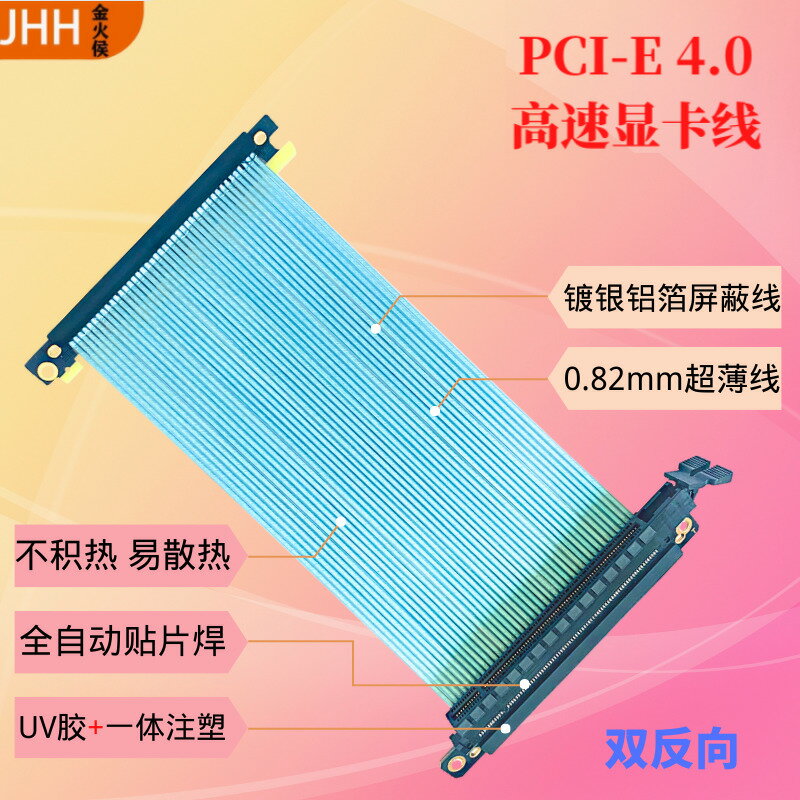 PCIE 4.0 X16高速顯卡延長線 雙反向16X相容ITX A4迷你機箱鍍銀線【北歐家居生活】