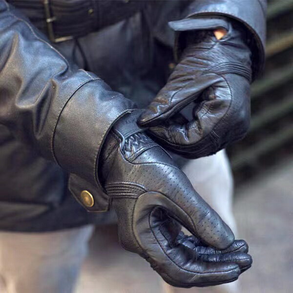 摩托車手套男騎士復古四個季節可以觸摸摩托車公路騎行防摔手套透氣真正的羊皮