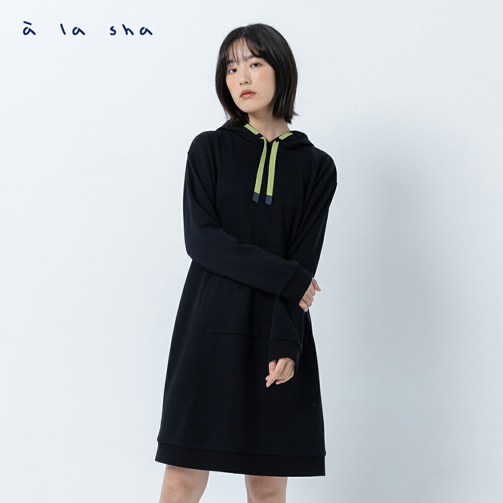 a la sha logo印花連帽長袖棉T 1