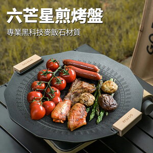 台灣發貨 熱銷 韓式麥飯石圓形烤肉燒烤不沾煎盤 戶外野炊便攜卡式爐通用燒烤盤