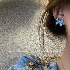 GraceNina 馬卡龍色蝴蝶結耳釘簡約小巧耳環2021年新款韓國耳飾女