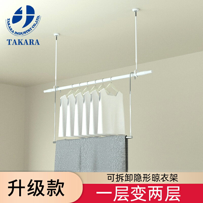 手搖晾衣桿 自動晾曬衣架 晾衣架 隱形晾衣架家用室內陽臺伸縮手動升降可拆卸隱型晾衣桿『FY01083』