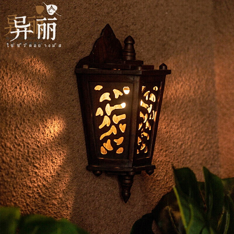 異麗實木雕花壁燈東南亞鏤空陽臺走道床頭燈創意餐廳酒店燈具