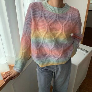 韓國 東大門 彩虹漸層針織毛衣