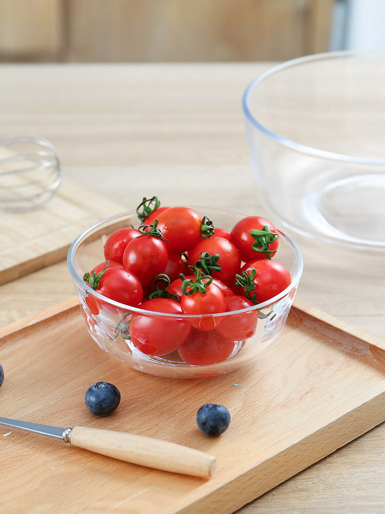 楓林宜居 透明玻璃碗沙拉創意單個學生小蔬菜甜品泡面大飯碗家用湯水果盤子
