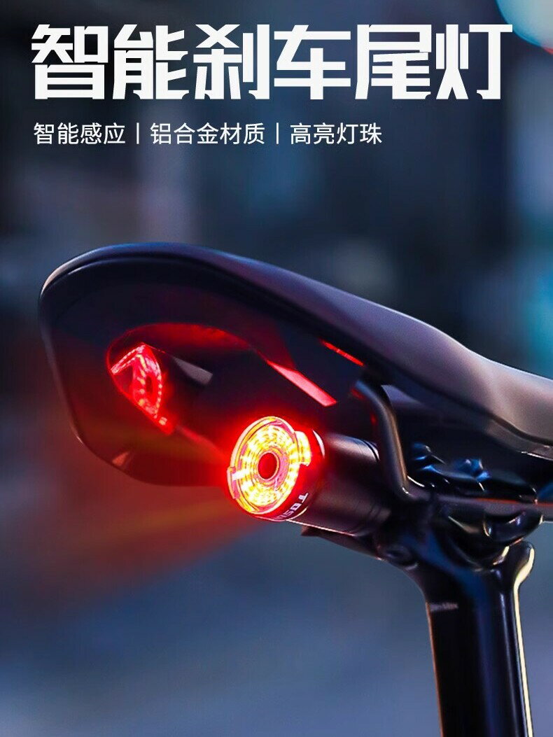 德國自行車尾燈公路山地車可充電騎行裝備警示夜騎燈智能感應剎車