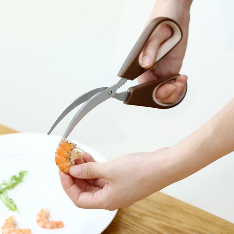 日本剪蝦線剪刀剝蝦清理蝦線廚房剪刀螃蟹夾小龍蝦剪蝦器工具神器【摩可美家】