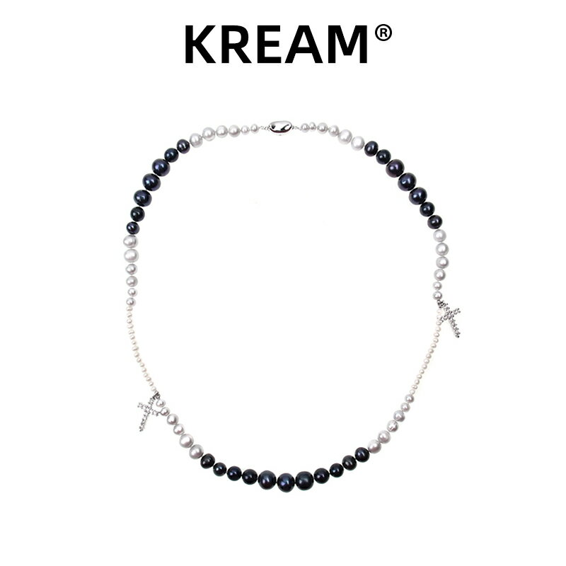 KREAM 原創 天然珍珠項鏈男女嘻哈同款鎖骨毛衣鏈