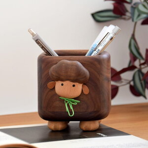 筆筒 黑胡桃木高檔筆筒創意小羊收納盒禮品辦公室桌面遙控器收納小禮物