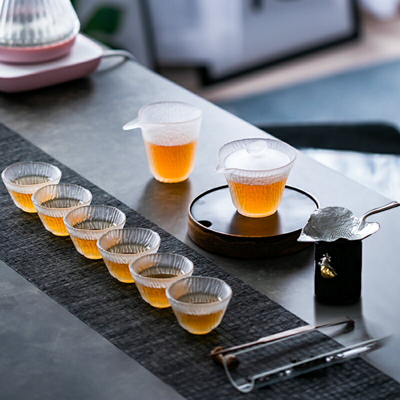 日式琉璃玻璃功夫茶具套裝家用耐熱高溫茶壺泡茶器蓋碗茶杯子加厚