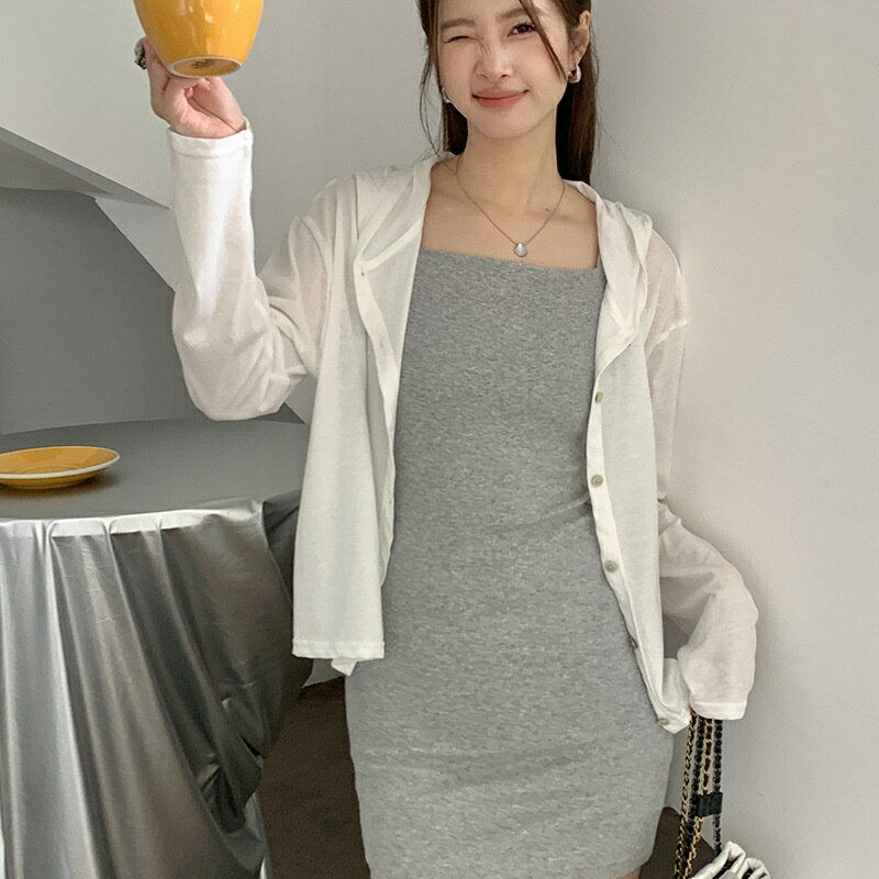 【巴黎精品】現貨+預購 防曬外套空調衫-連帽竹節棉純色罩衫女外套4色a1fr24