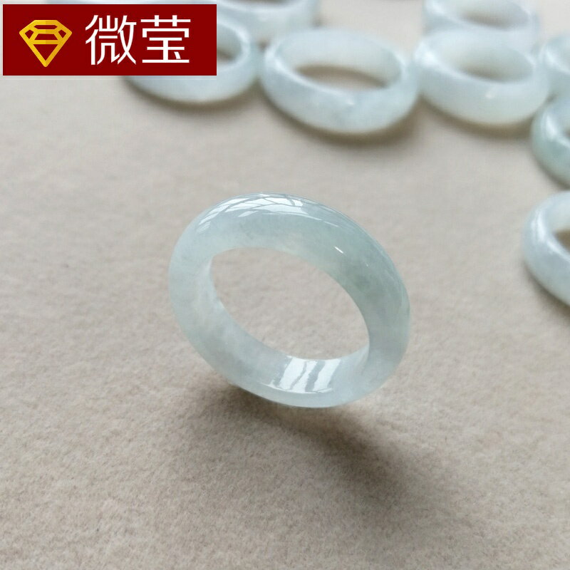 天然翡翠A貨玉戒指冰糯種指環雪花棉戒圈男女情侶款玉石飾品尾戒