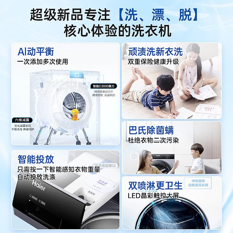 【政府補貼20%】海爾滾筒洗衣機13KG一級變頻智慧投放除菌蟎家用-貼心優衣家居