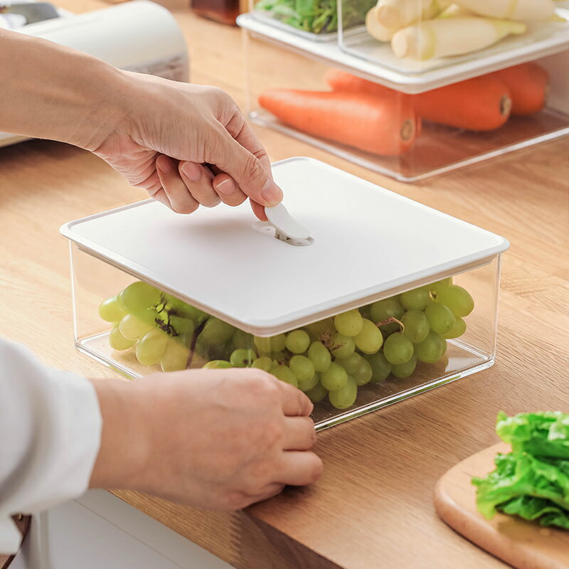 【200-80】 冰箱收納盒食品級塑膠廚房專用方形蔬菜密封保鮮盒