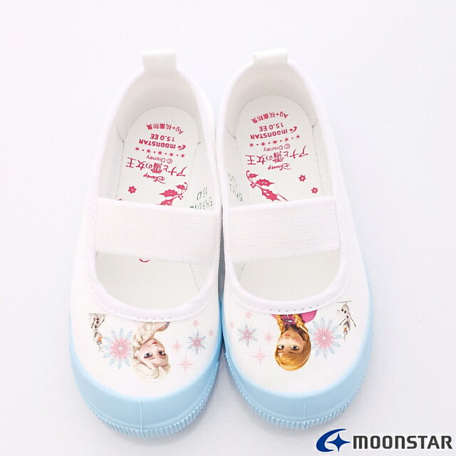 日本月星Moonstar機能童鞋迪士尼聯名系列日本製寬楦冰雪奇緣室內鞋款F019藍(中小童段) 4