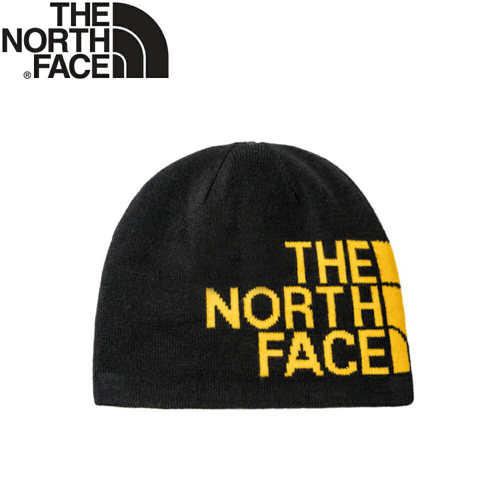 【The North Face 雙面LOGO保暖毛帽《黑/黃》】AKND/保暖帽/毛帽/休閒帽/防寒/登山