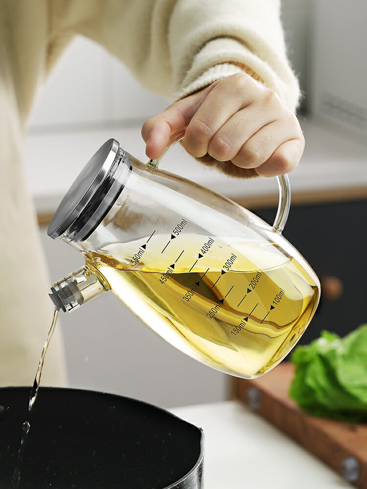 歐式玻璃油壺廚房家用加厚帶刻度防漏香油醬油調料醋瓶裝油瓶油罐