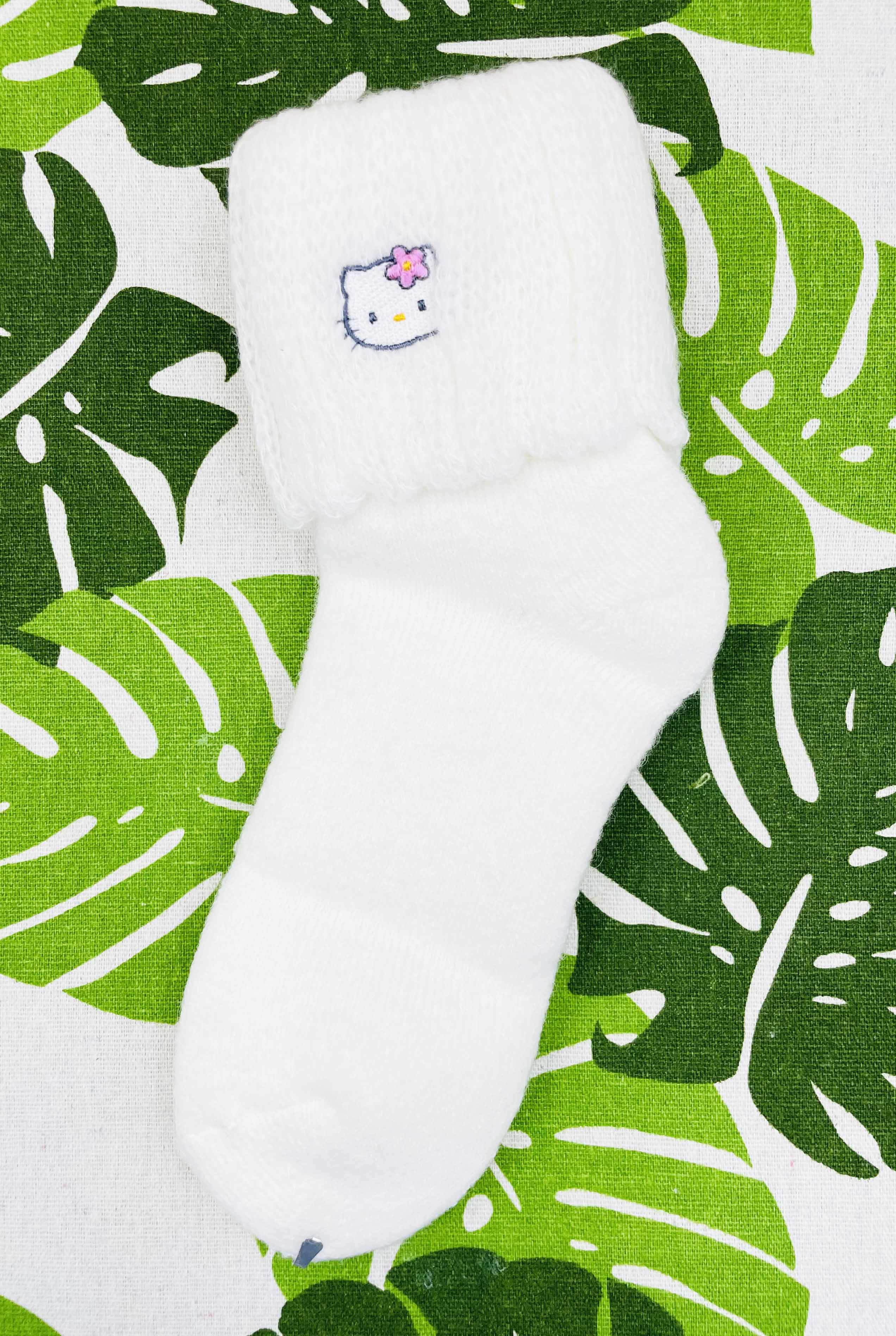 【震撼精品百貨】Hello Kitty 凱蒂貓~日本SANRIO三麗鷗 KITTY針織反折襪-白*13233