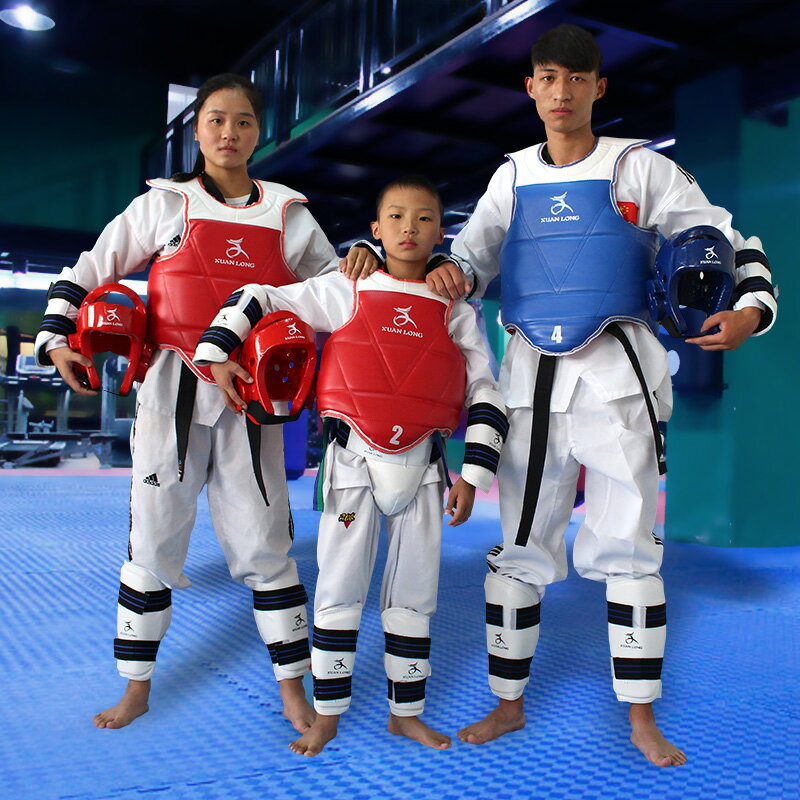跆拳道防護服護具全套兒童八九件套護手實戰訓練比賽頭盔面罩裝備