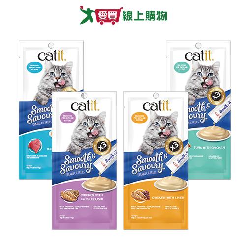 CATIT嘿卡堤鮮溜肉泥(鮪魚/雞肝/雞肉柴魚/鮪魚雞肉)(15G*4入/袋)【愛買】