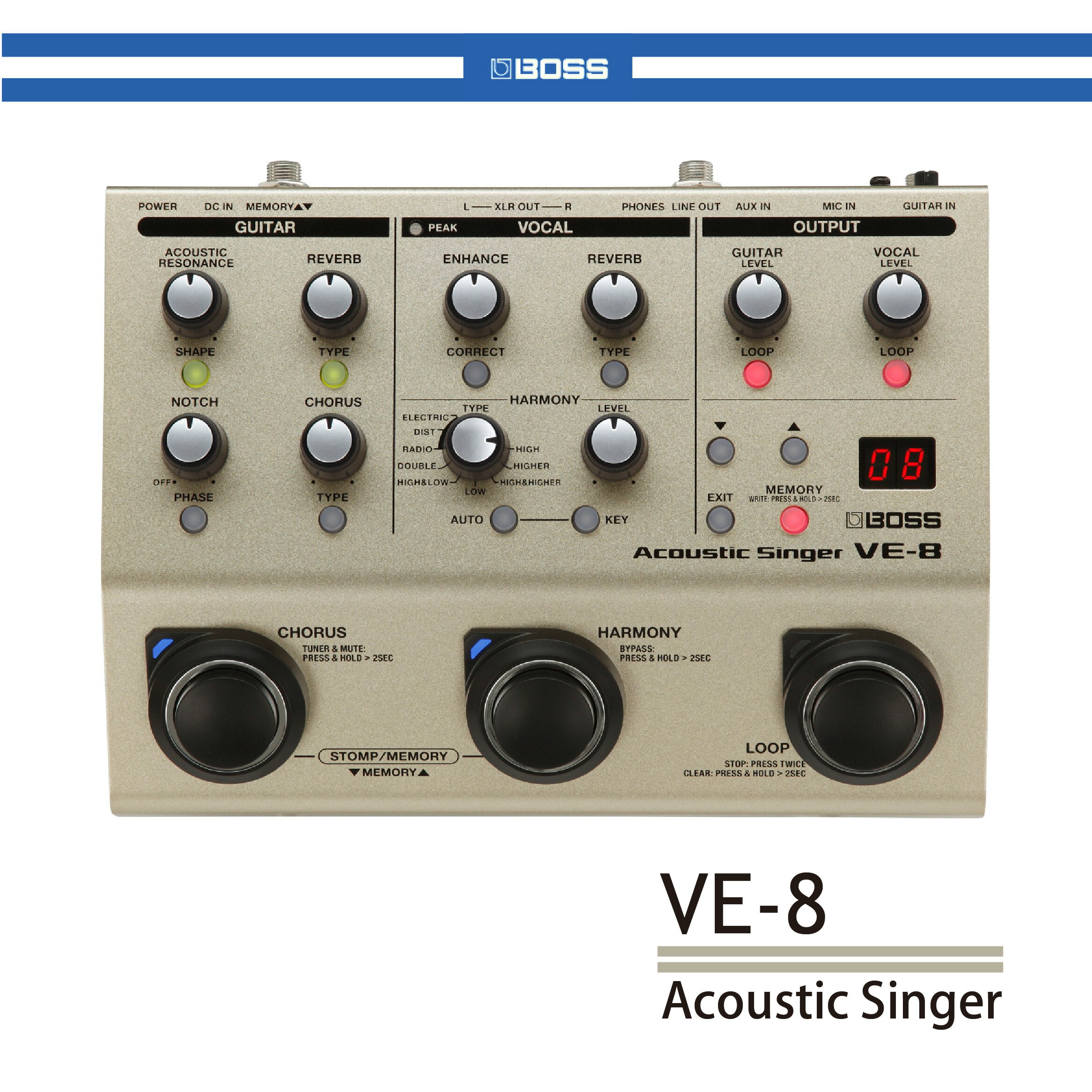 【非凡樂器】BOSS VE-8 Acoustic Singer 人聲 / 木吉他 / 效果器 / 公司貨