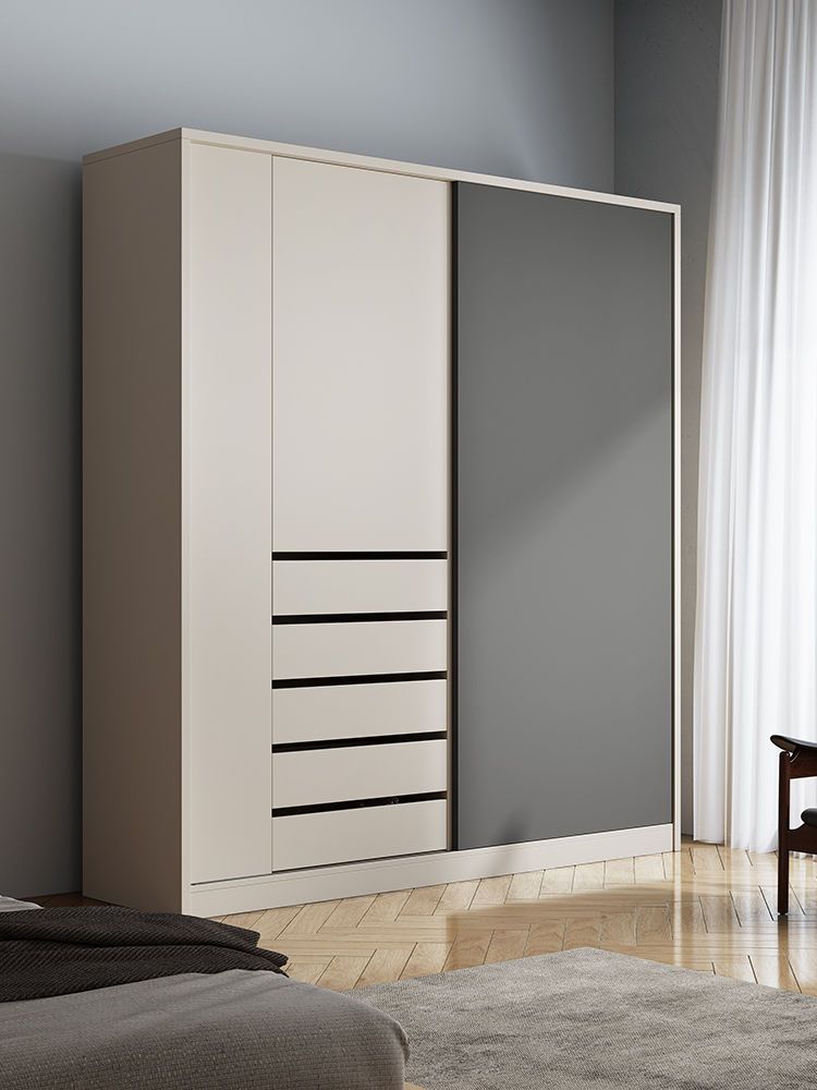 北歐推拉門衣柜家用臥室現代簡約組裝大衣櫥小戶型主臥滑移門柜子