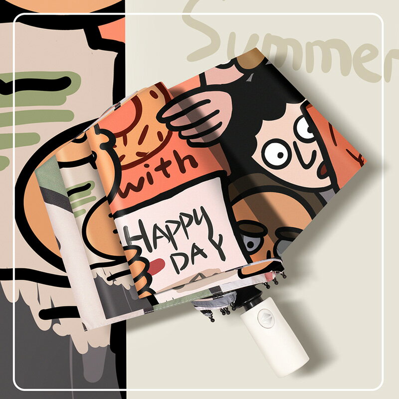 自動雨傘女晴雨兩用折疊太陽傘夏季遮陽防紫外線卡通結實遮陽傘男