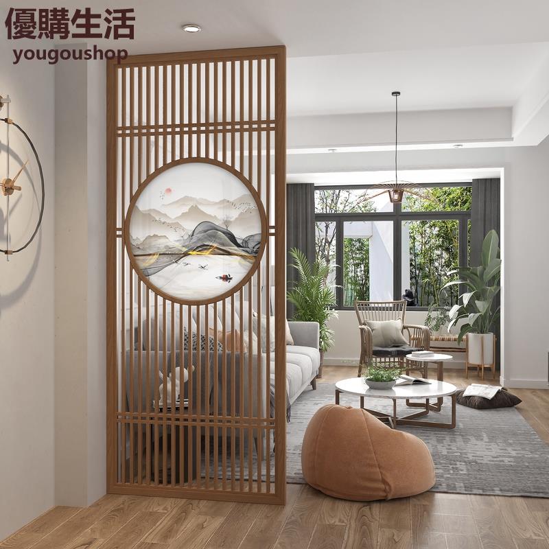 優購生活~新中式屏風隔斷客廳臥室遮擋家用入戶玄關酒店裝飾實木山水座屏定製 屏風櫃 屏風 隔間 客廳 玄關櫃 隔板 屏風架訂製 可付費上門安裝