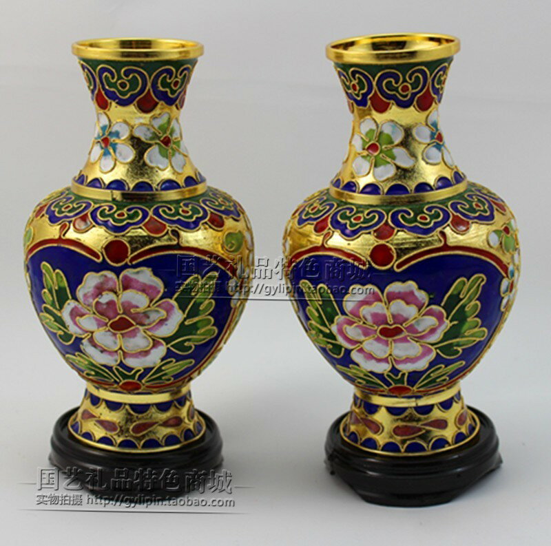 北京景泰藍花瓶工藝品銅胎掐絲琺瑯工藝品 花絲牡丹 家庭擺設工藝